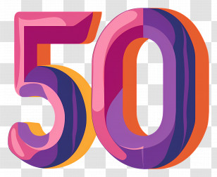 Number 50 - Vibrant Number 50 Design Transparent PNG