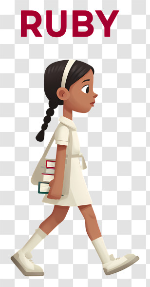 Ruby - Ruby Walking Schoolgirl Illustration Transparent PNG
