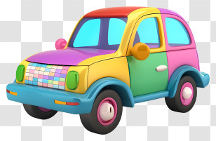 Cartoon Car - Illustration Of A Colorful Toy Car Transparent PNG