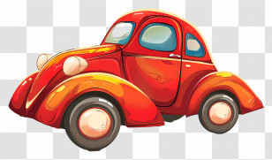 Cartoon Car - Vintage Red Car Drawing Transparent PNG