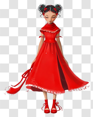 Inventive Character Designs - Elegant Red Dress Transparent PNG