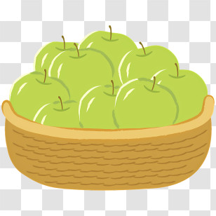 Icon - Basket Of Green Apples Transparent PNG