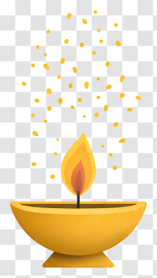 Diya Emitting Radiant Light - Golden Diya Lamp Flame Transparent PNG