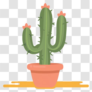 Cartoon - Cartoon Potted Cactus With Cute Flowers Transparent PNG