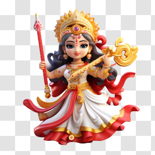 Sharad Navratri - Traditional Goddess Figurine Transparent PNG