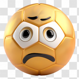 Soccer - Gold Soccer Ball With Sad Face Transparent PNG