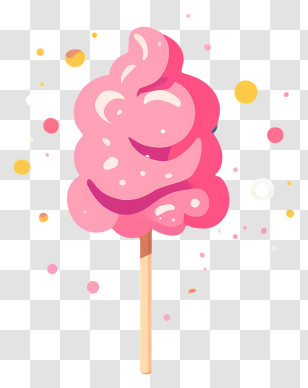 Cotton Candy - Pink Cotton Candy On A Stick Transparent PNG