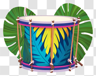 Drum - Colorful Drum With Tropical Design Transparent PNG