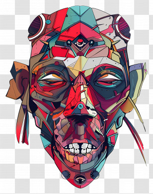Tribal Mask - Colorful Abstract Face Art Transparent PNG