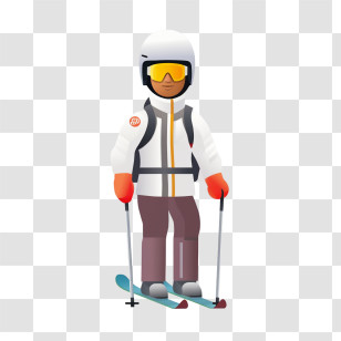 Skier Emoji - Winter Skier With Gear Illustration Transparent PNG