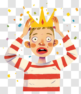 Party Boy - Surprised Boy With Crown Transparent PNG