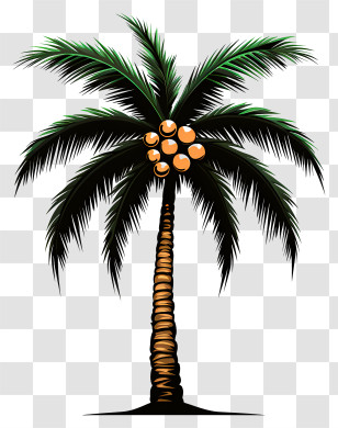 Sketch Style Coconut Tree - Palm Tree With Coconuts Illustration Transparent PNG
