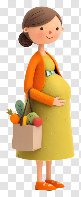 Pregnant Woman With Food Bag - Pregnant Woman With Shopping Bag Transparent PNG