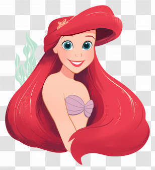 Ariel - Red-Haired Mermaid Cartoon Transparent PNG