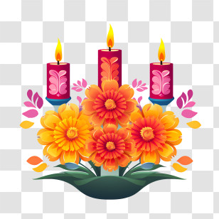 Candles
 - Floral Bouquet With Candles For Decorations Transparent PNG