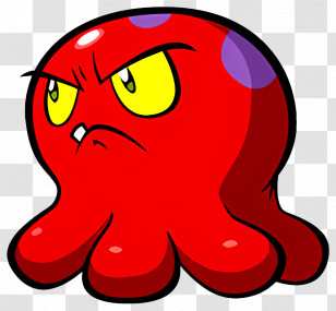 Squid Baron - Angry Red Octopus Cartoon Transparent PNG