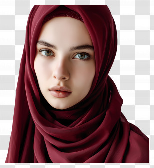 Hijab Girl - Elegant Woman In Red Headscarf Portrait Transparent PNG