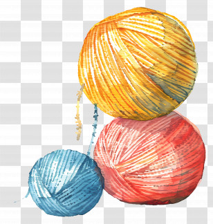 Yarn - Watercolor Illustration Of Yarn Balls Transparent PNG