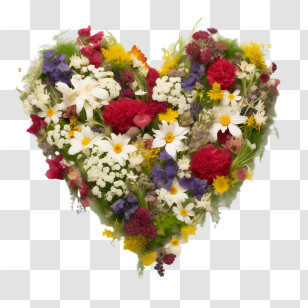 Floral Heart - Heart-Shaped Flower Arrangement Transparent PNG