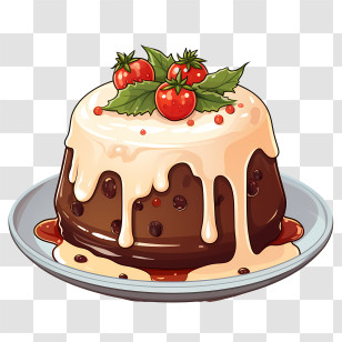 Dessert Cake - Christmas Pudding With Toppings Transparent PNG