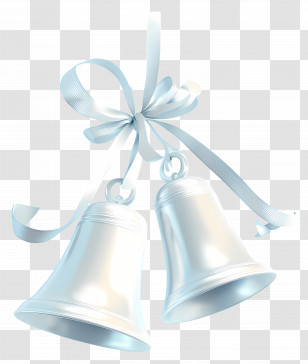 Wedding Bells - Silver Bells With Ribbon Transparent PNG