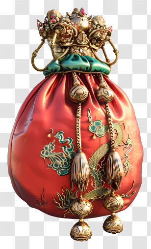 Money Bag - Ornate Red Pouch With Decorative Elements Transparent PNG