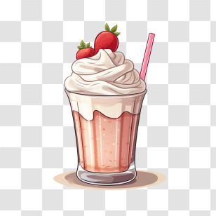 Milkshake - Strawberry Smoothie With Whipped Cream Transparent PNG