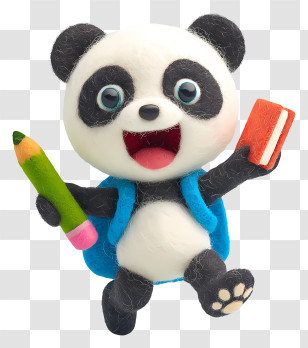 Cheerful Panda Ready For School - Playful Panda School Mascot Transparent PNG