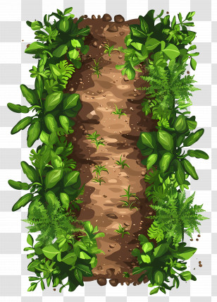 Dirt Path - Garden Path Surrounded By Lush Green Plants Transparent PNG