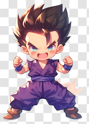 Gohan - Energetic Chibi Fighter In Stance Transparent PNG