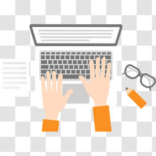 Icon - Hands Typing On Laptop Illustration Transparent PNG