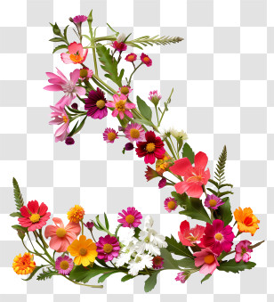 Flowers - Number Two Design Made With Vibrant Flowers Transparent PNG