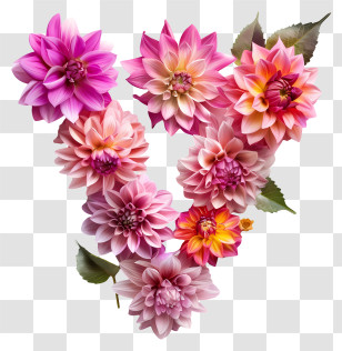 Flowers - Pink Floral Letter V Decorative Arrangement Transparent PNG