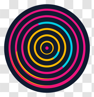 Black Spiral - Colorful Concentric Circles Pattern Transparent PNG
