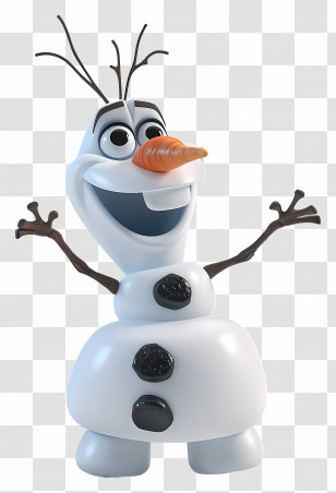 Frozen Olaf - Snowman Cartoon Character Smiling Happily Transparent PNG
