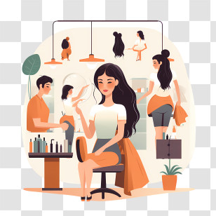 Hair Salon - Salon Scene With People Transparent PNG