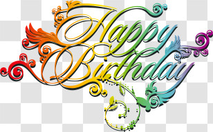 Birthday - Happy Birthday Rainbow Text Decoration Transparent PNG