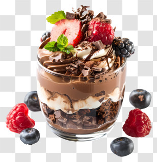 Chocolate Parfait - Glass Parfait With Chocolate And Fresh Fruits Transparent PNG