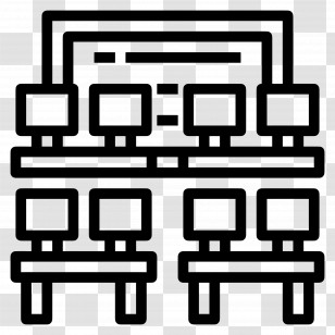 Classroom - Computer Lab With Desks And Chairs Transparent PNG