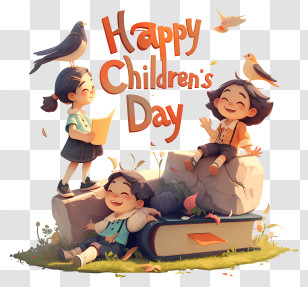 Childrens Day Decoration - Happy Children's Day Book Scene Transparent PNG
