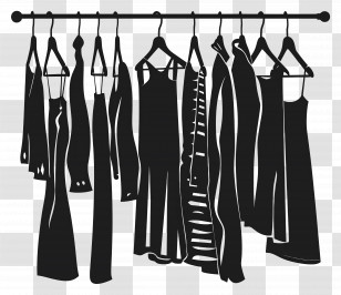 Rack With Hanging Clothes - Silhouette Of Hanging Clothes On Rack Transparent PNG