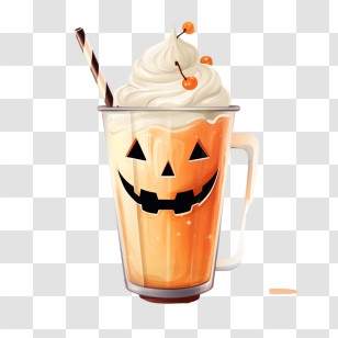 Halloween Milkshake - Pumpkin Milkshake With Halloween Theme Transparent PNG
