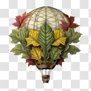 Hot Air Balloon - Hot Air Balloon Designed With Autumn Leaves Transparent PNG
