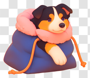 Kawaii Dog - Cute Puppy In Cozy Bag Transparent PNG