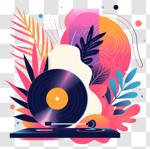 Vinyl Record - Colorful Vinyl Record With Abstract Decorations Transparent PNG