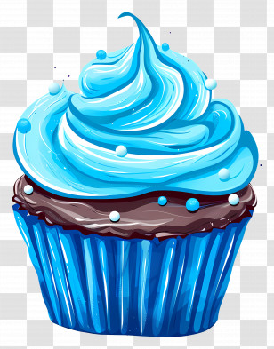 Cupcake - Blue Frosted Cupcake With Chocolate Base Illustration Transparent PNG