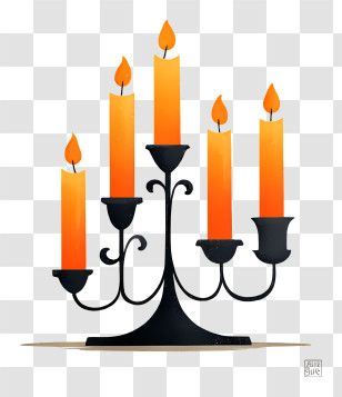 Candle Light - Elegant Candelabra With Burning Candles Transparent PNG