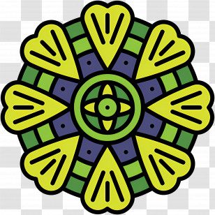 Mandala - Green And Yellow Geometric Mandala Transparent PNG