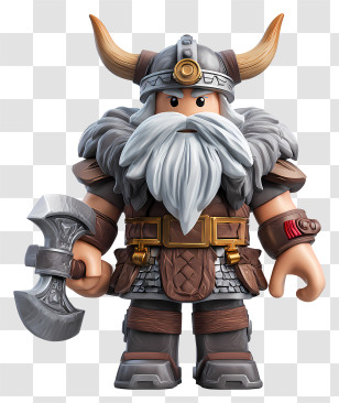 Roblox Style Character - Viking Warrior With Axe Transparent PNG