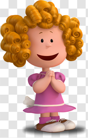 Snoopy - Curly-Haired Cartoon Girl In Pink Dress Transparent PNG